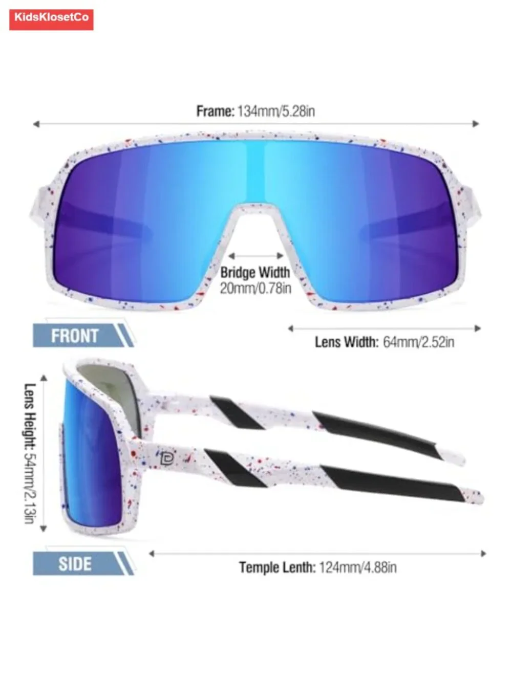 Youth Sports Sunglasses Polarized UV400 with Strap & Case
